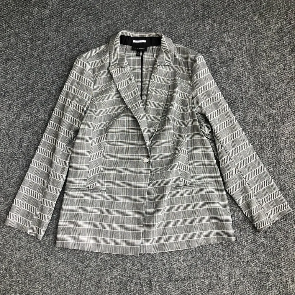 Lane Bryant the Bryant blazer single button plaid blazer size 20